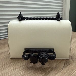 Alexander McQueen Mini Jewelled Satchel in soft ivory, NEW never used